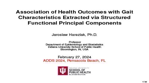 Association of Health Outcomes with Gait Characteristics Extracted via Structured Functional Principal Components